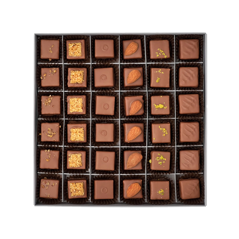 Charlie Ganache - Artisan Chocolatier - Genève - Suisse - Coffret Prestige - Chocolats au lait - 36 pièces