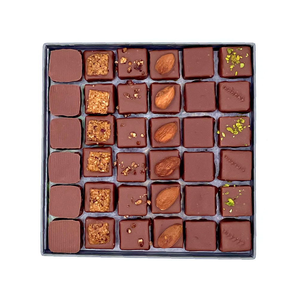 Charlie Ganache Artisan Chocolatier Genève - Coffret Émotion - Chocolats au lait - 72 pièces