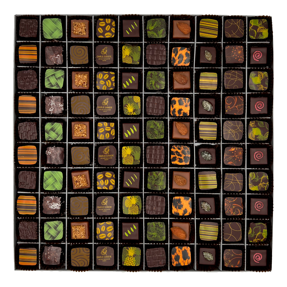 Charlie Ganache -Artisan Chocolatier - Genève - Suisse - Coffret Prestige - Chocolats mixte - 100 ou 200 pièces