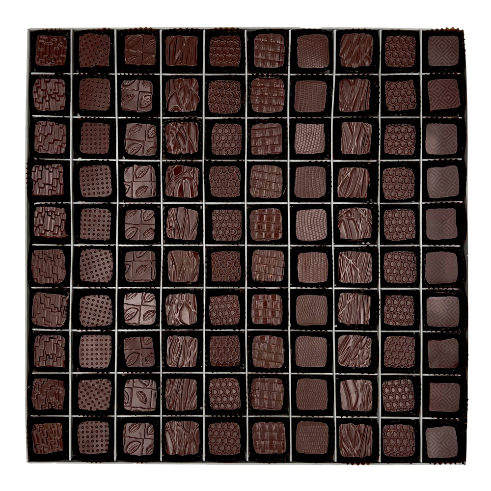 Charlie Ganache Artisan Chocolatier - Genève - Suisse - Coffret prestige - Chocolats noir -100 à 200 pièces