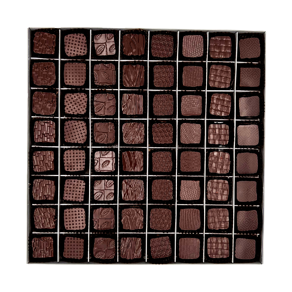 Charlie Ganache - Artisan Chocolatier Genève - Suisse - Coffret Prestige - Chocolat Grand crus - 64 pièces